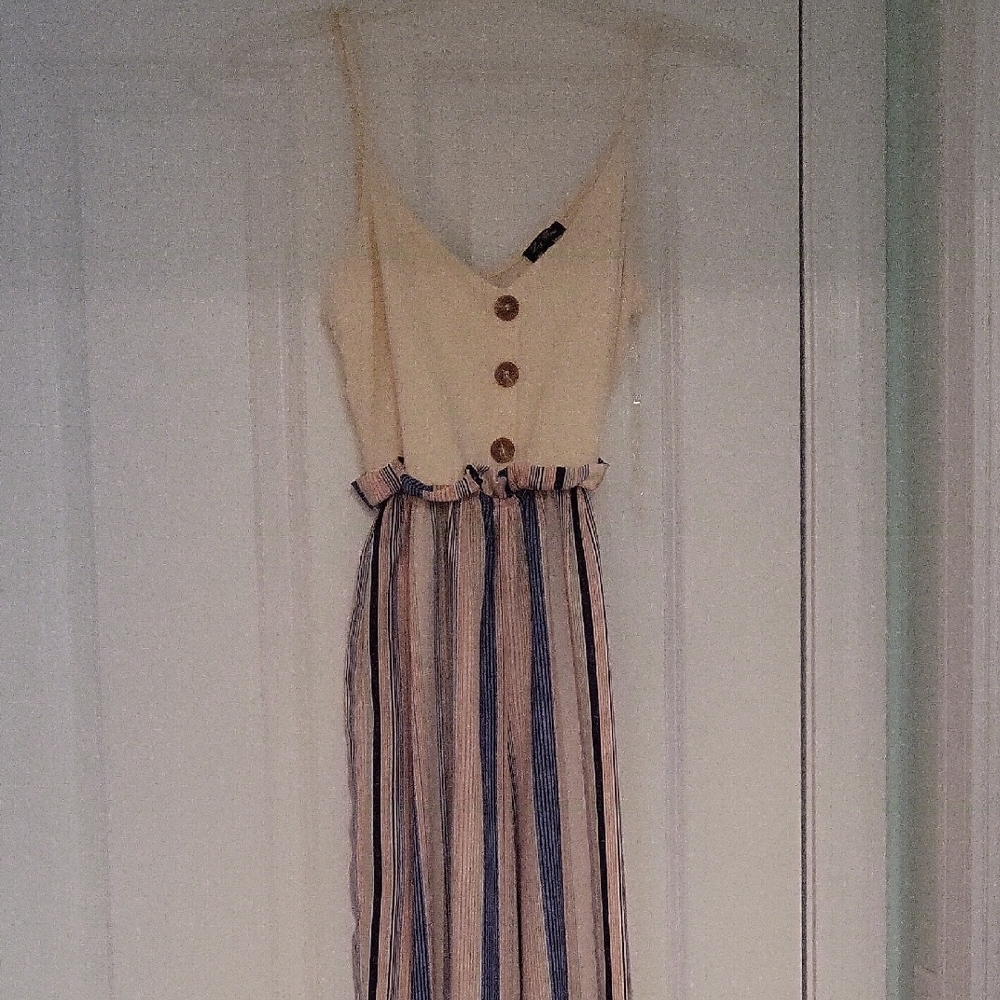 Lily Rose Cream and Blue Striped Maxi Dress